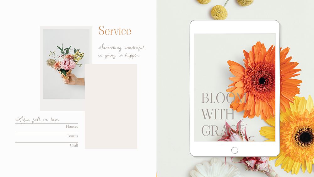 Flower aesthetic blog banner template, business branding psd