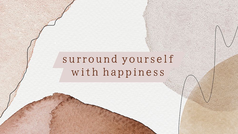 Happiness quote blog banner template, watercolor memphis, editable design psd