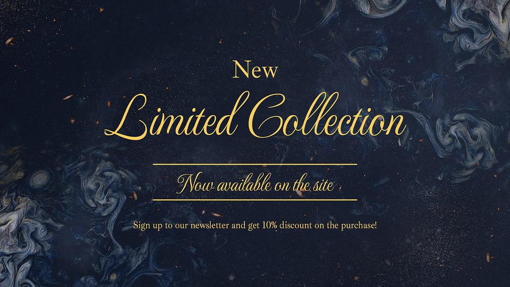 Limited collection blog banner template, dark elegant, editable text psd