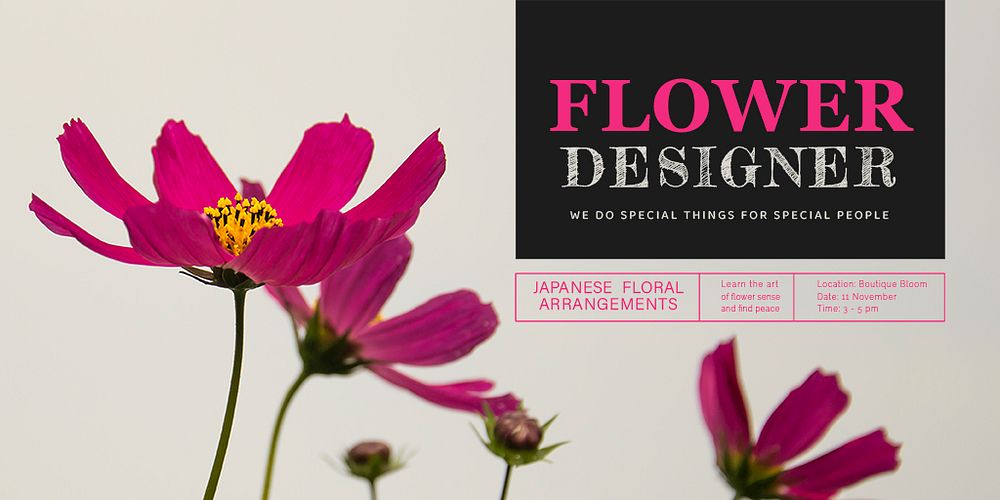 Aesthetic flower Twitter post template,  event advertisement psd