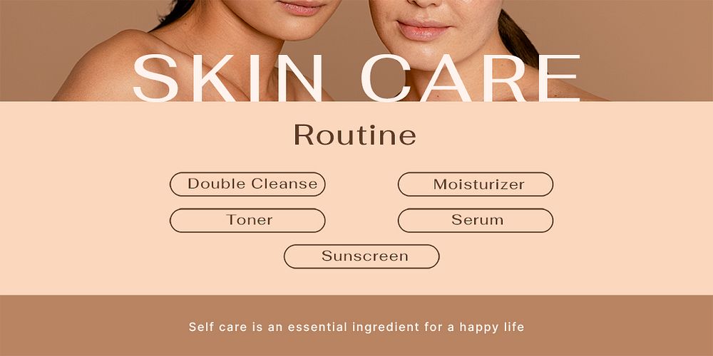 Skincare routine Twitter post template, earth tone design psd