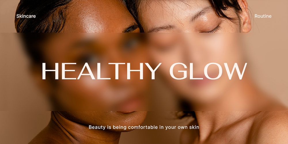 Glowy skin Twitter post template, skincare ad psd