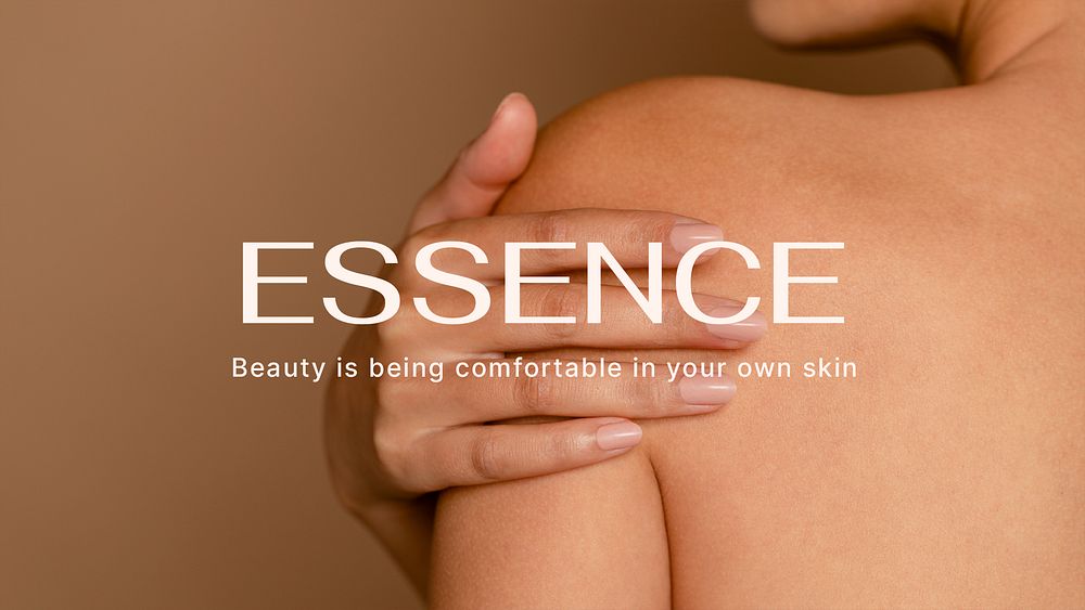 Beauty aesthetic blog banner template, essence text psd
