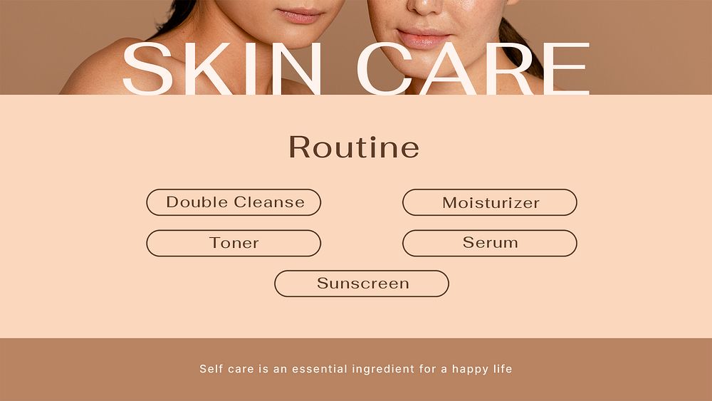 Skincare routine YouTube thumbnail template, earth tone design psd
