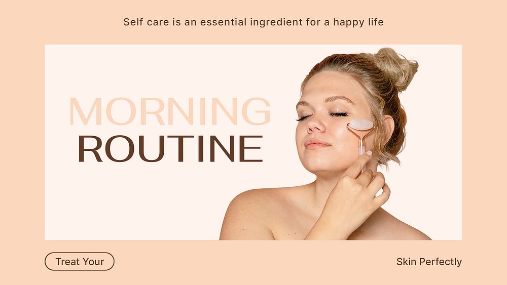 Morning routine YouTube thumbnail template, beauty care psd