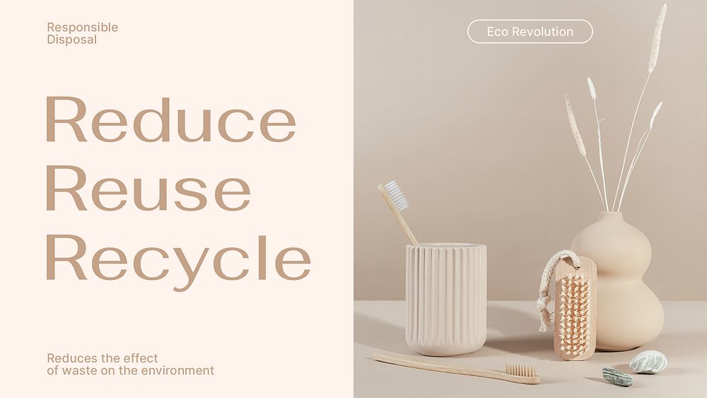 Sustainable business PowerPoint editable template, recycle campaign psd