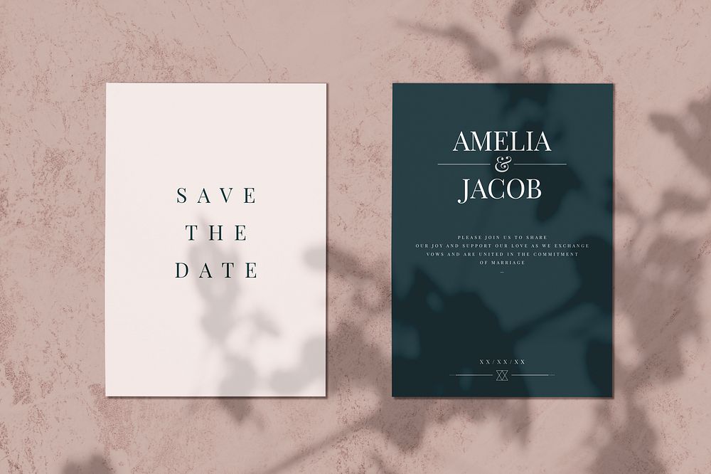 Save the date wedding invitation card mockup