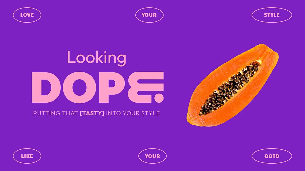 Funky papaya presentation template, purple design psd
