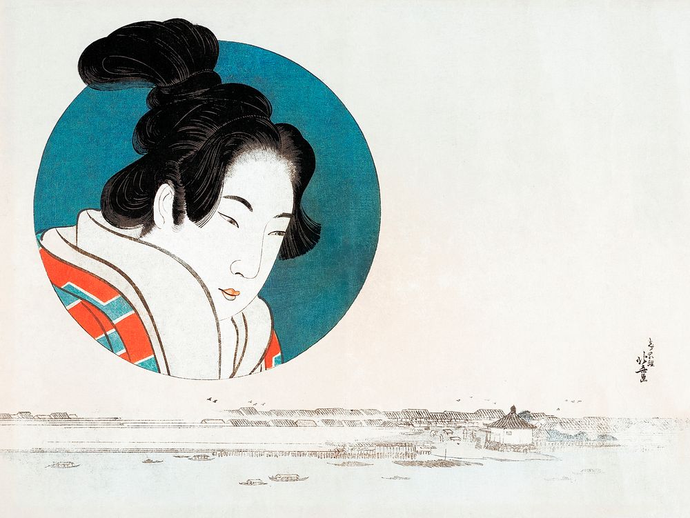 Hokusai&rsquo;s Japanese woman (1760-1849) vintage ukiyo-e style. Original public domain image from The MET Museum.  …