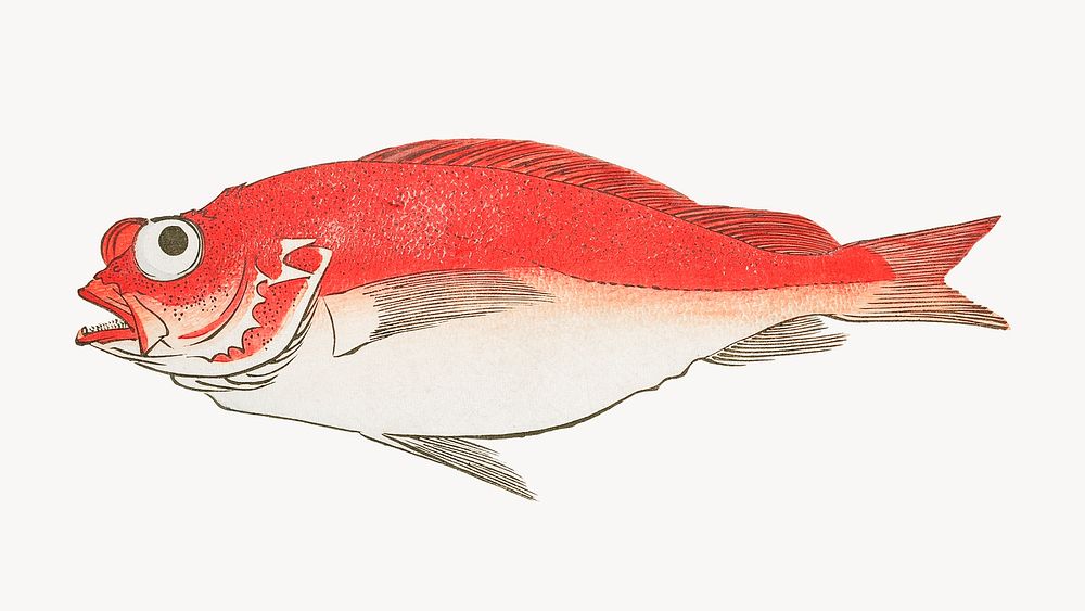 Hiroshige's Medetai Fish desktop wallpaper.  Remastered by rawpixel. 