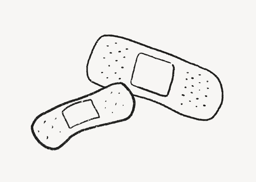 Medical plaster, cute bandage doodle psd