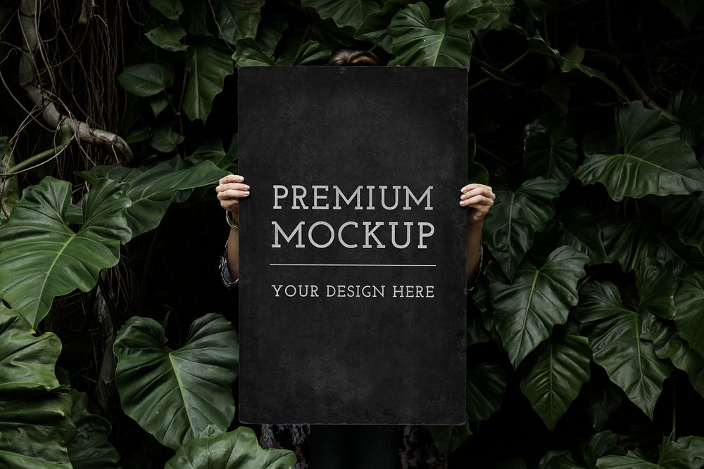 Hiding behind a wooden frame mockup