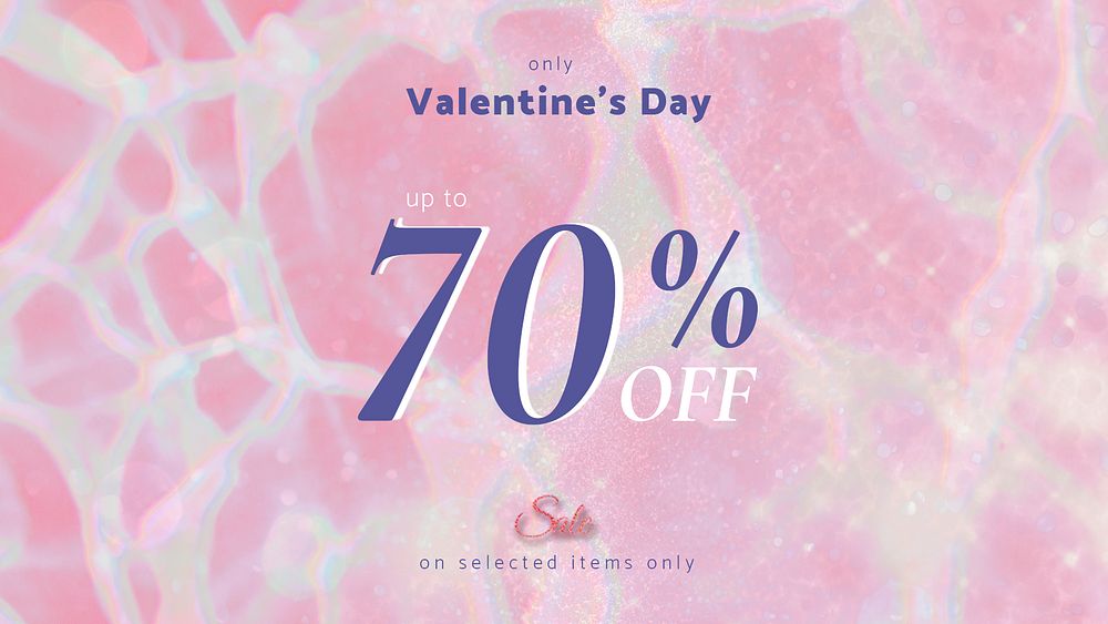 Valentine&rsquo;s sale editable template psd for social media ads with 70% off text