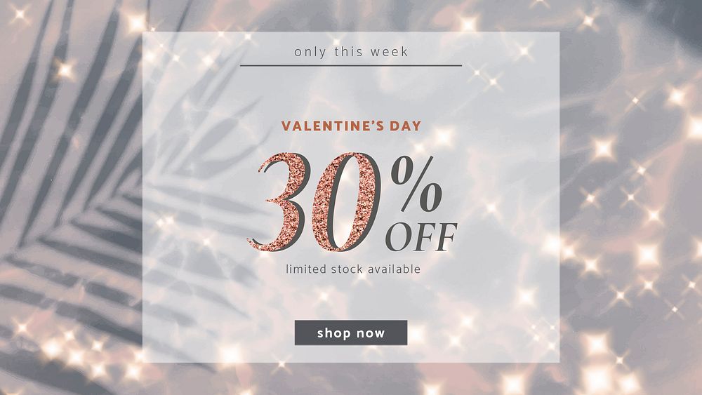 Valentine’s sale editable template psd for social media ads with 30% off text