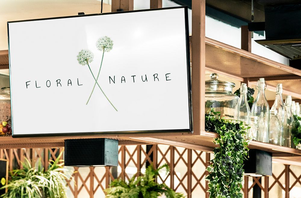 TV screen mockup in an organic restaurant