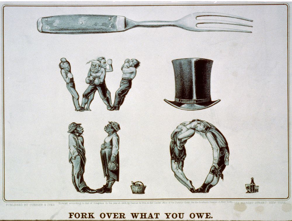 Fork over what you owe (1868) by Currier & Ives