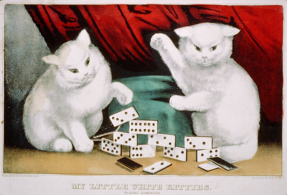 My little white kitties: playing dominoes between 1856 and 1907 by Currier & Ives