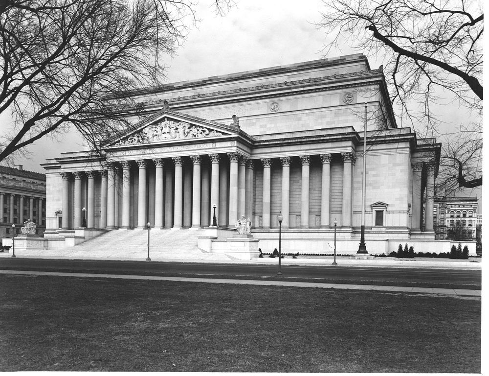 Photograph of the National Archives Building Constitution Avenue Entrance, 12/22/1935. Original public domain image from…