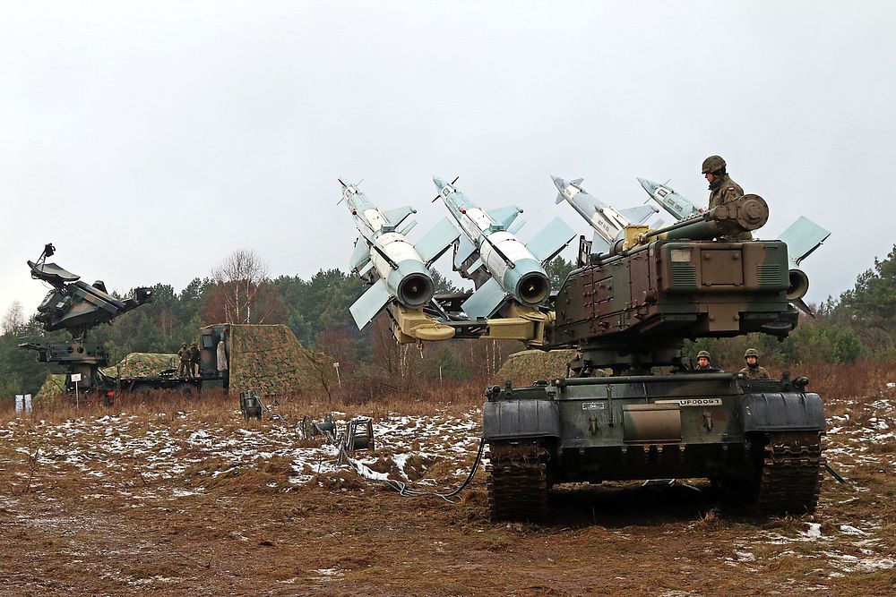 Soldiers of the 35th Air Defense Squadron (Polish army) demonstrate the loaded W125 launcher SC Anti-missile system’s…
