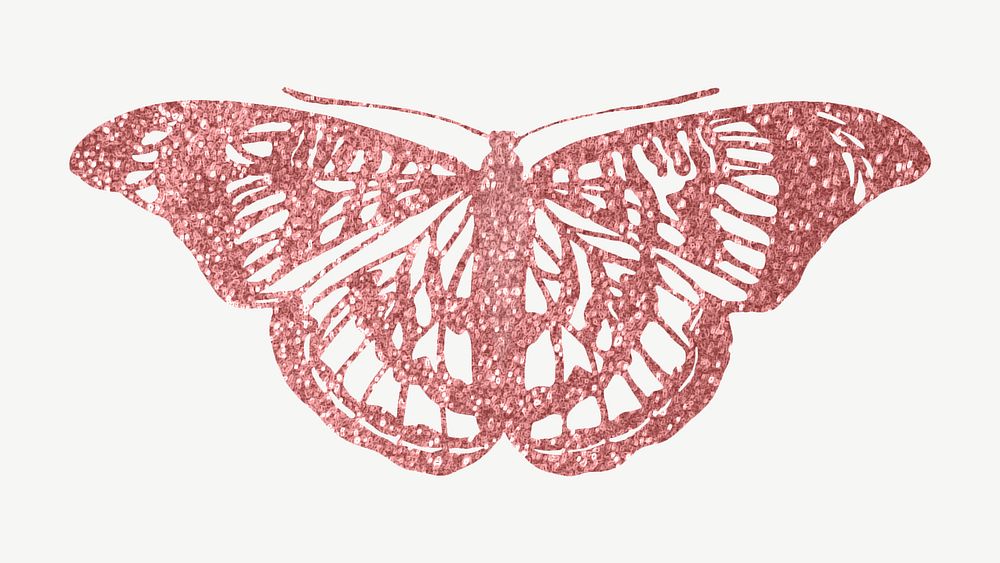 Pink sparkly butterfly, aesthetic collage element psd. Remixed from the artwork of E.A. Séguy.