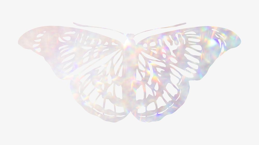 Sparkly holographic butterfly, aesthetic graphic. Remixed from the artwork of E.A. Séguy.