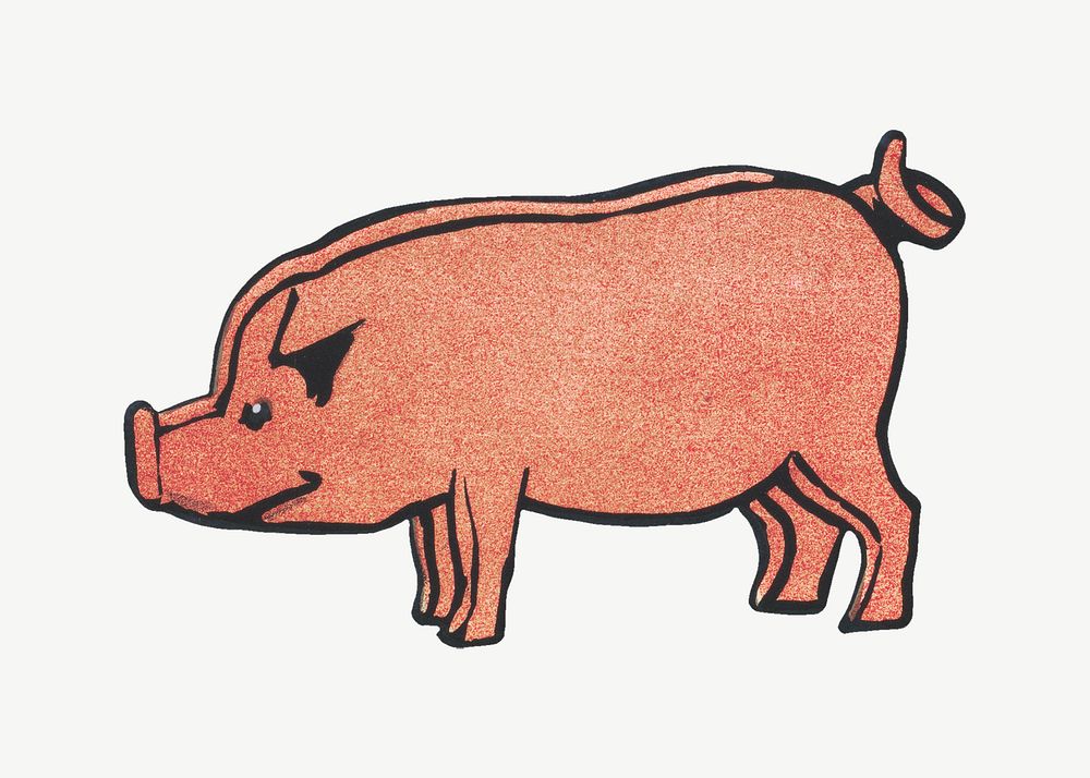 Pig, vintage animal collage element psd.  Remastered by rawpixel