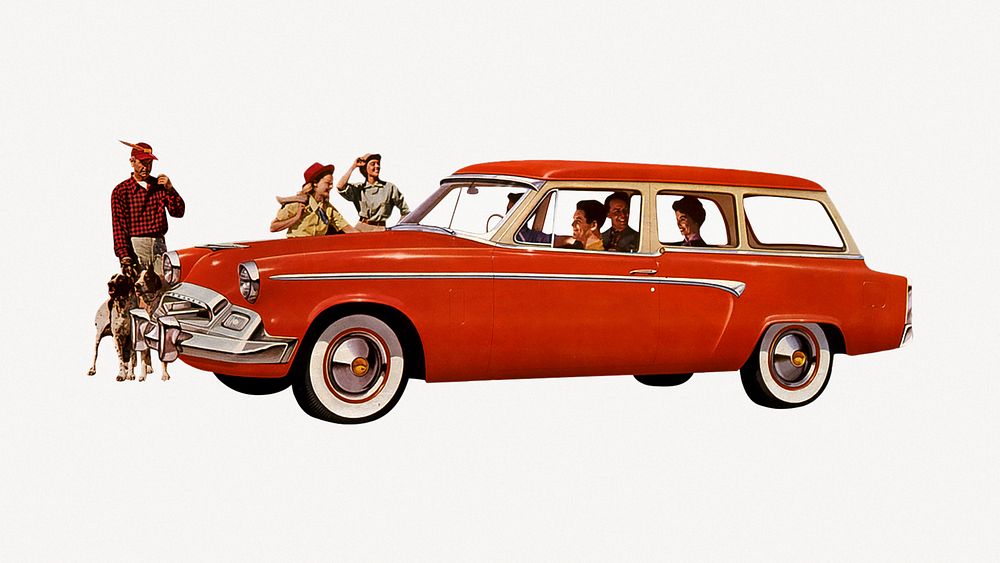 The 1955 Studebaker Commander V-8 Regal Conestoga station wagon psd.  Remastered by rawpixel