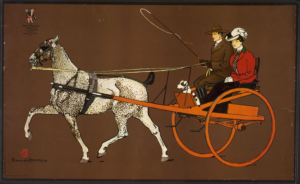 Couple in a carriage (ca.1902) print in high resolution by Edward Penfield. 