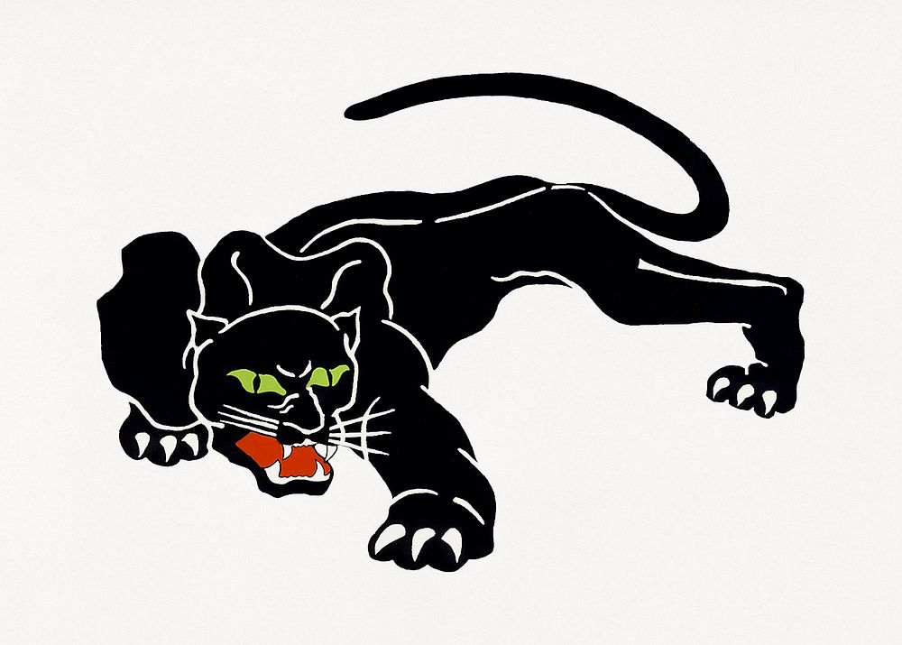 Panther animal illustration.   Remixed by rawpixel.