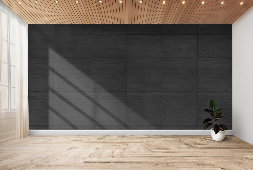 Plant against a black wall mockup