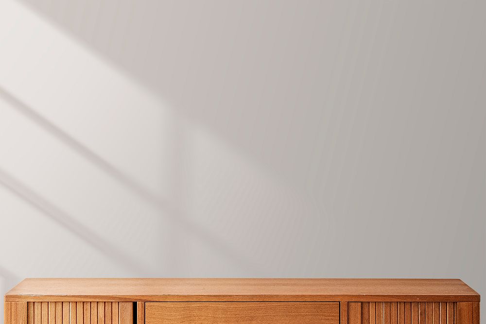 Minimal product backdrop psd with wooden cabinet