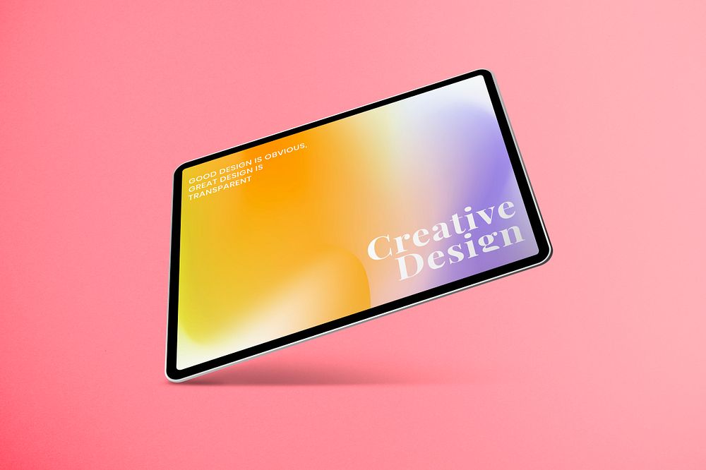 Tablet screen mockup, colorful gradient design space psd