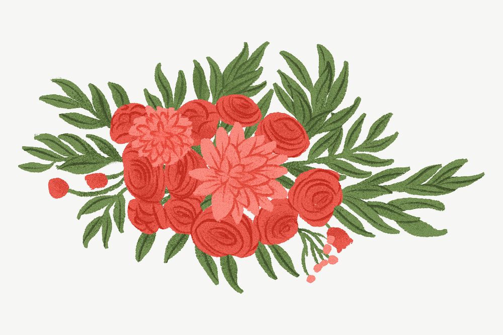 Red flower arrangement clipart psd