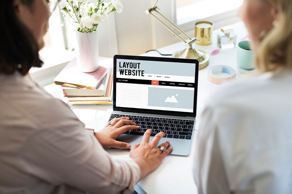 Businesswomen using a digital device mockup