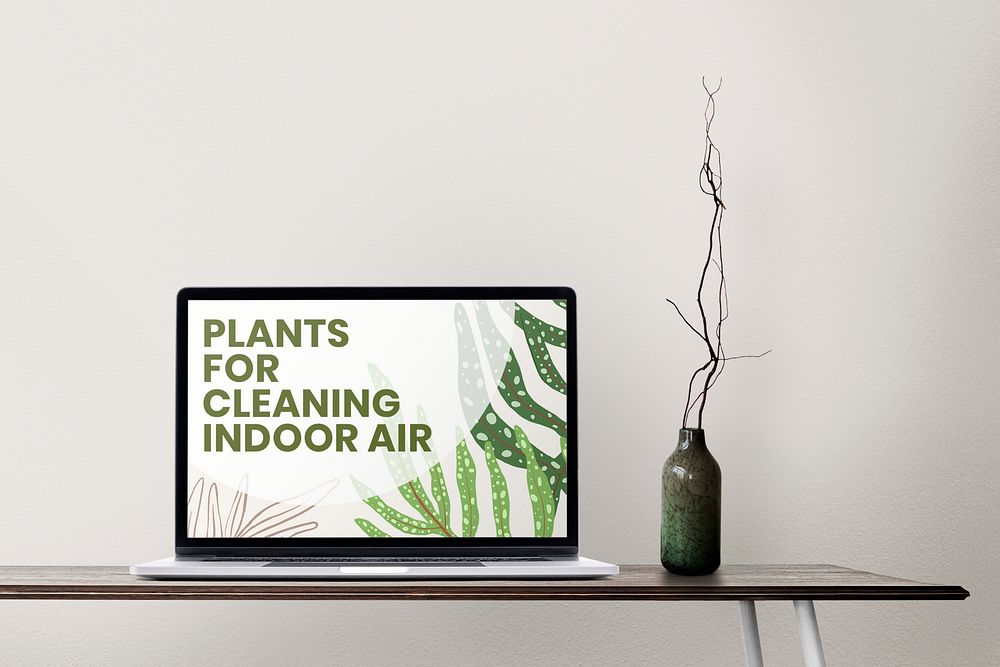 Laptop mockup psd home office