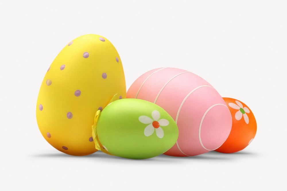Colorful Easter eggs collage element psd