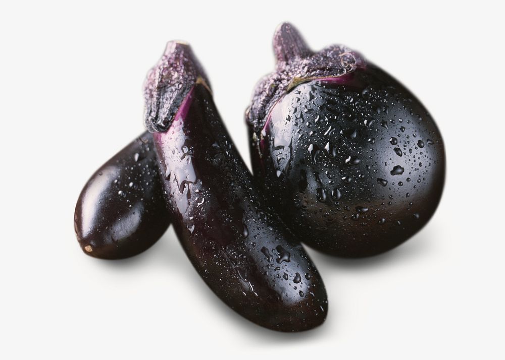 Aubergines vegetable collage element, isolated image