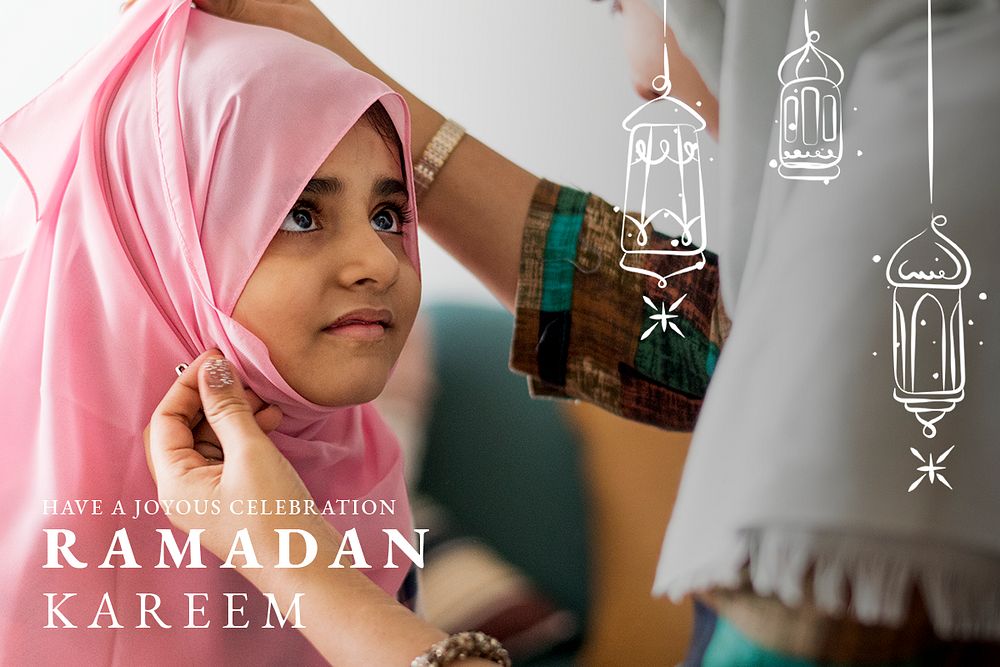 Ramadan Kareem banner template psd with greeting