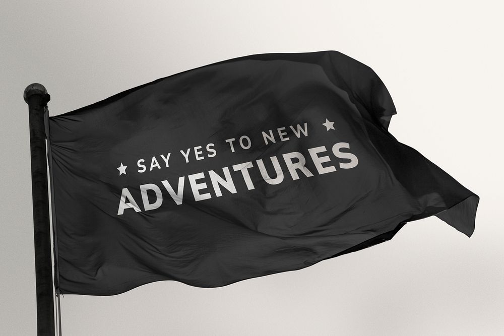 Waving flag psd mockup with design space