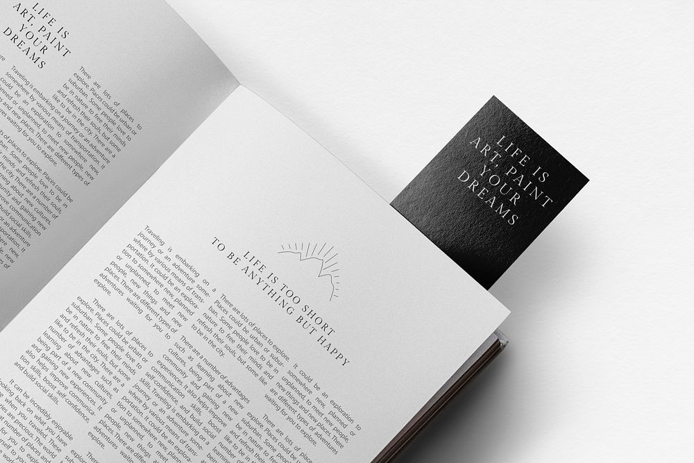 Minimal book pages mockup psd with bookmark