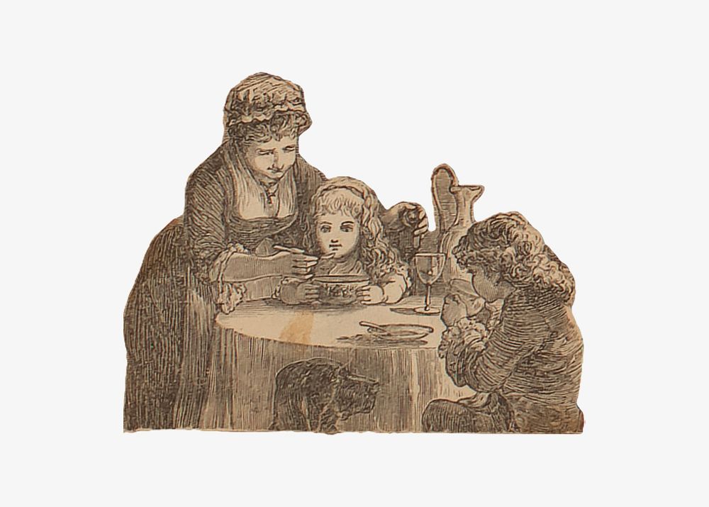 Victorian mother and children, vintage collage element. Remastered by rawpixel.