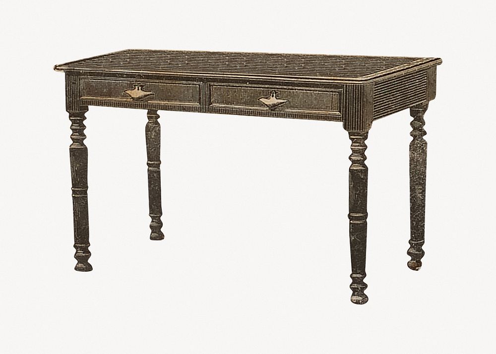 Antique Victorian table, wooden furniture illustration. Remastered by rawpixel.