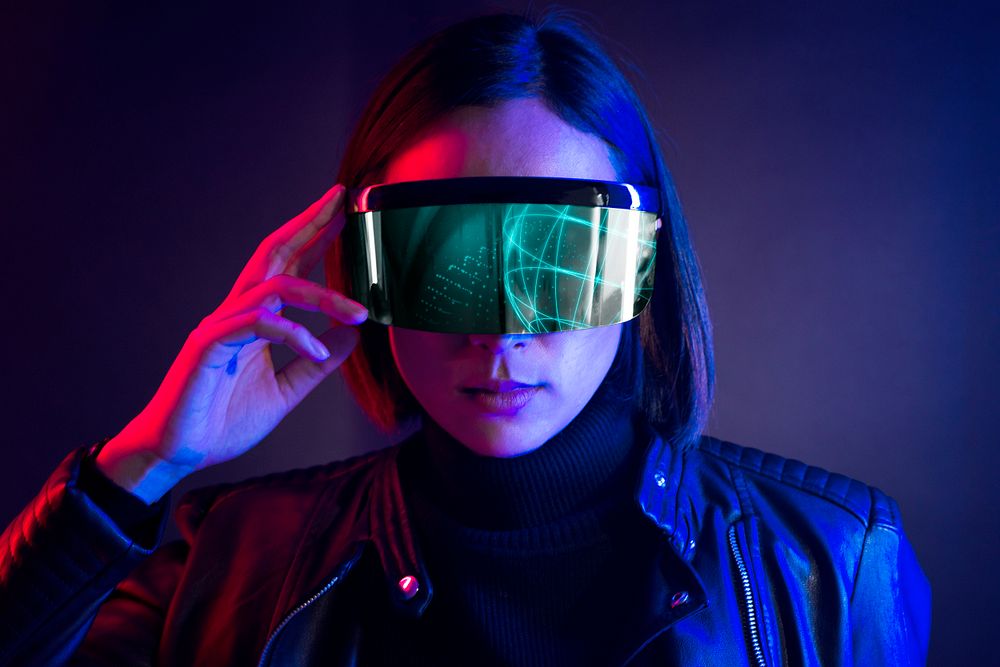 Smart glasses mockup psd, metaverse experience, futuristic technology