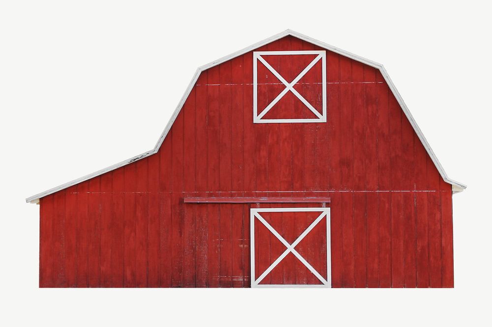 Red barn, architecture collage element psd