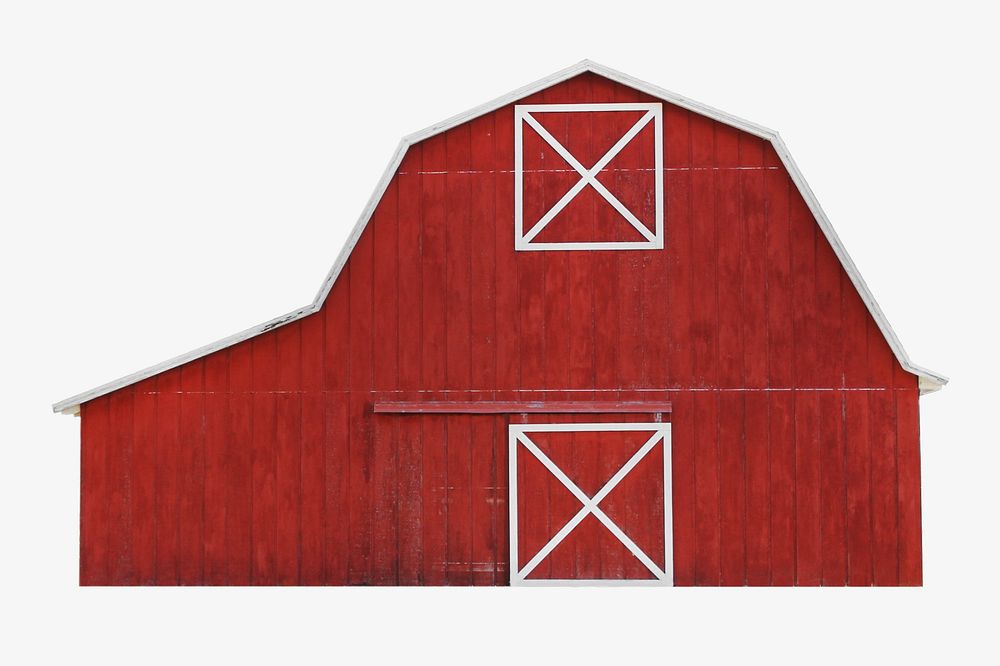 Red barn, isolated architecture image
