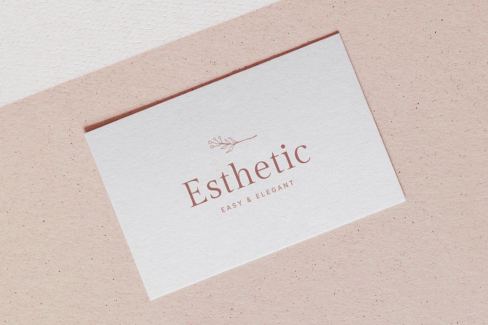 Business card mockup PSD, realistic floral design