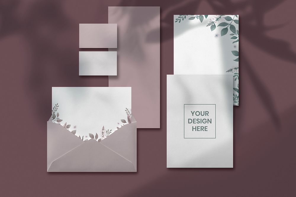 Wedding invitation card mockup set