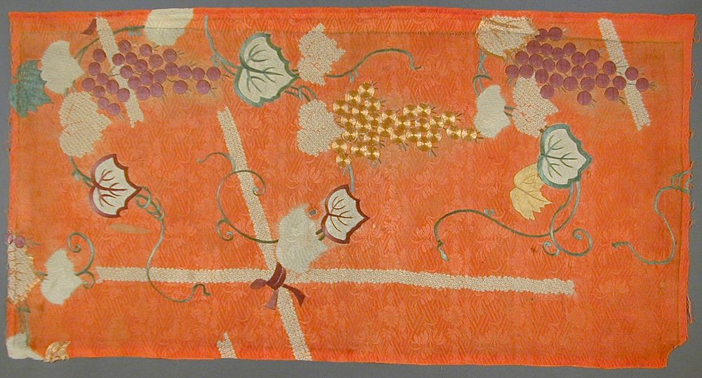 Kosode (Kimono) Fragment with Grapes and Trellis