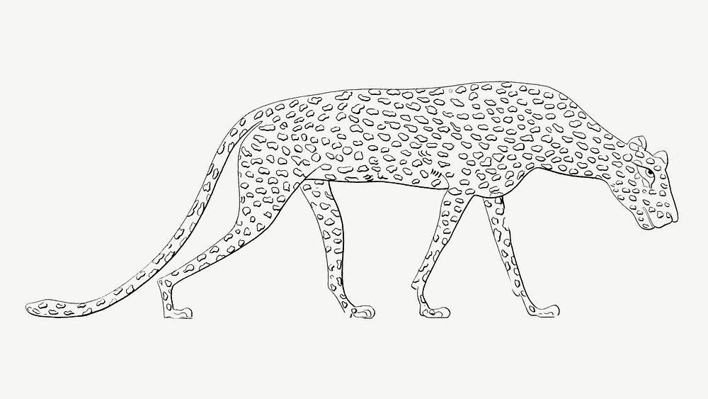 Leopard god vintage illustration, animal collage element psd