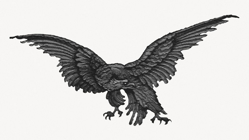 Flying eagle, vintage bird illustration. Remixed by rawpixel.